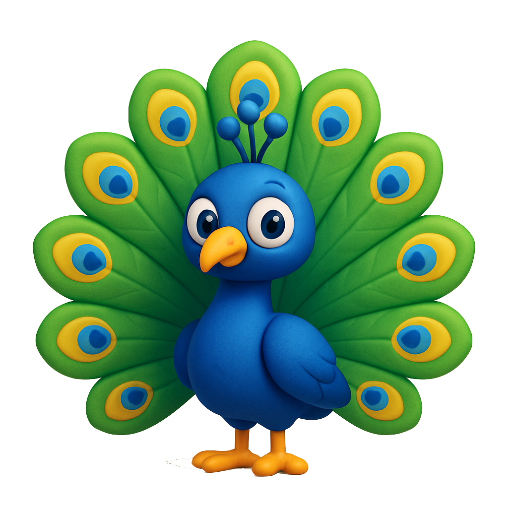 cartoon peacock logo